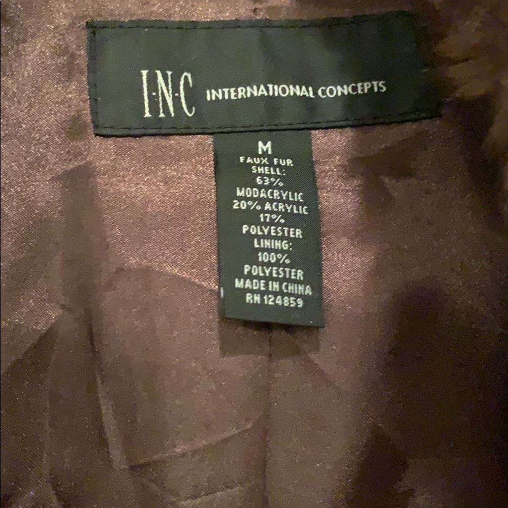 INC International Faux Fir Jacket. Size M. - Picture 2 of 3
